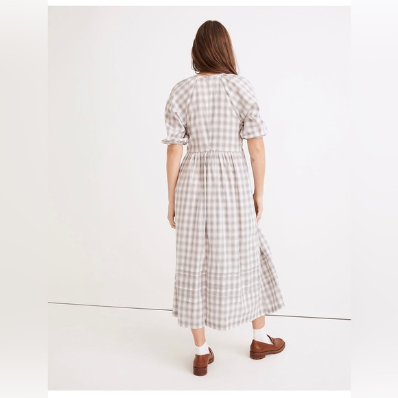 Madewell Marianna Puffed Sleeved Midi Dress in plaid - Picture 5 of 9